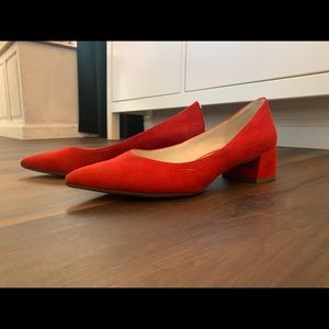 Anne Klein Aknabi Red Pointed Toe Block Heel Pump